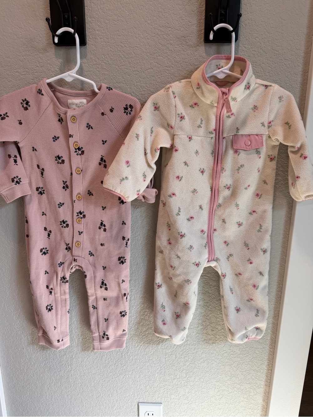 Pink Floral Baby Footies Set - Two Cozy One-Pieces